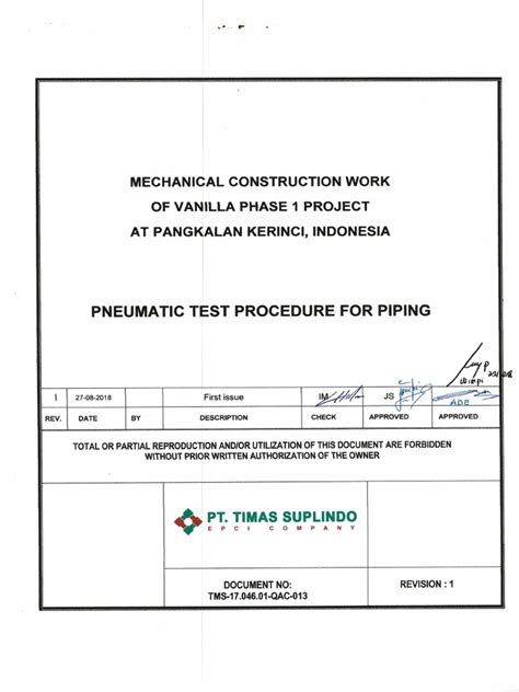 pneumatic test procedure pdf